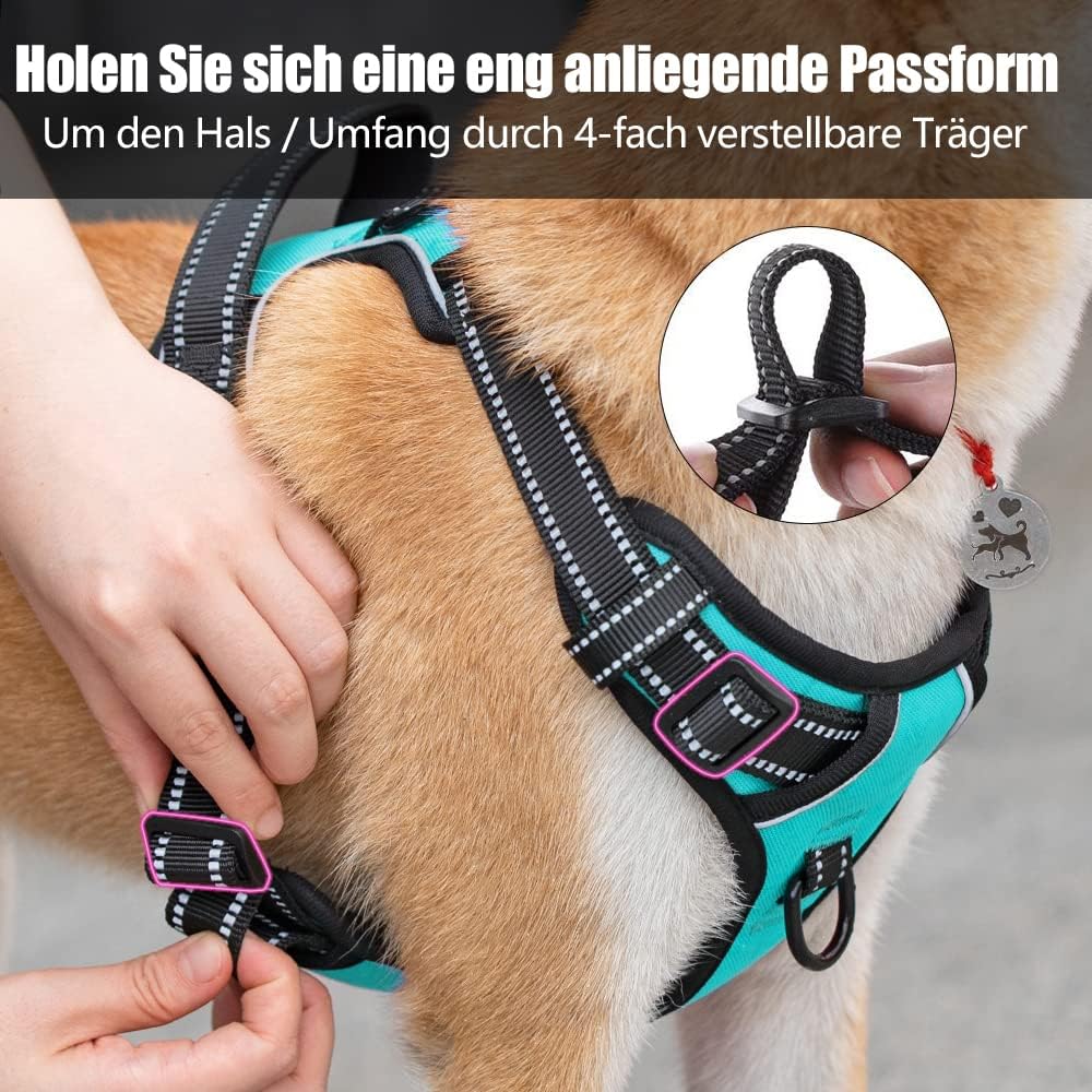 PoyPet No Pull Hundegeschirr, reflektierendes Westengeschirr mit 2 Leinenbefestigungen und einfachem