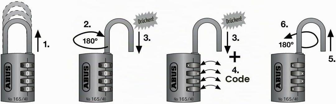 ABUS Zahlenschloss 165/20 - Vorhängeschloss aus Messing - mit individuell einstellbarem Zahlencode -