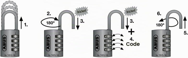 ABUS Zahlenschloss 165/20 - Vorhängeschloss aus Messing - mit individuell einstellbarem Zahlencode -