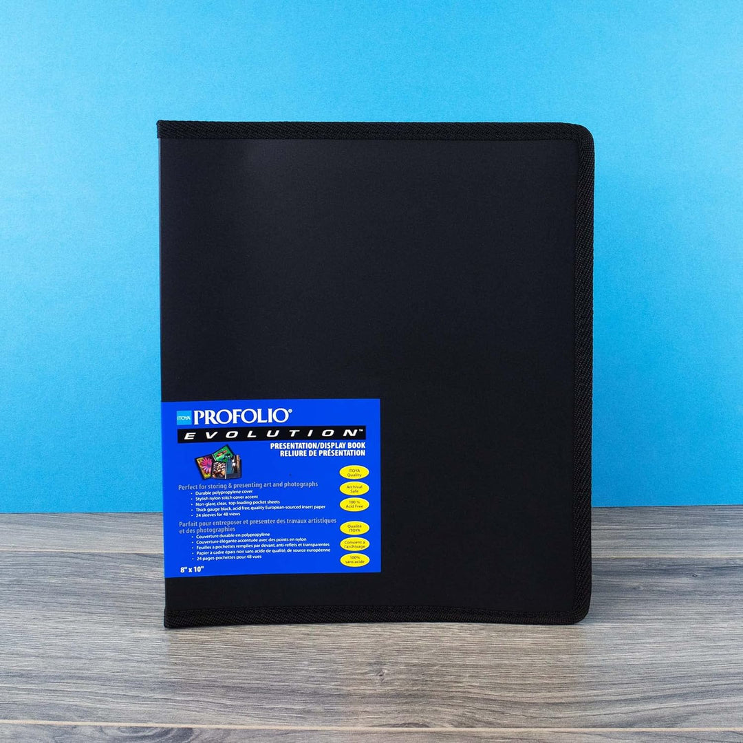Itoya ProFolio Evolution schwarzes Fotoalbum mit 48 Seiten – Fotoalbum Kunst Portfolio Ordner für Ku