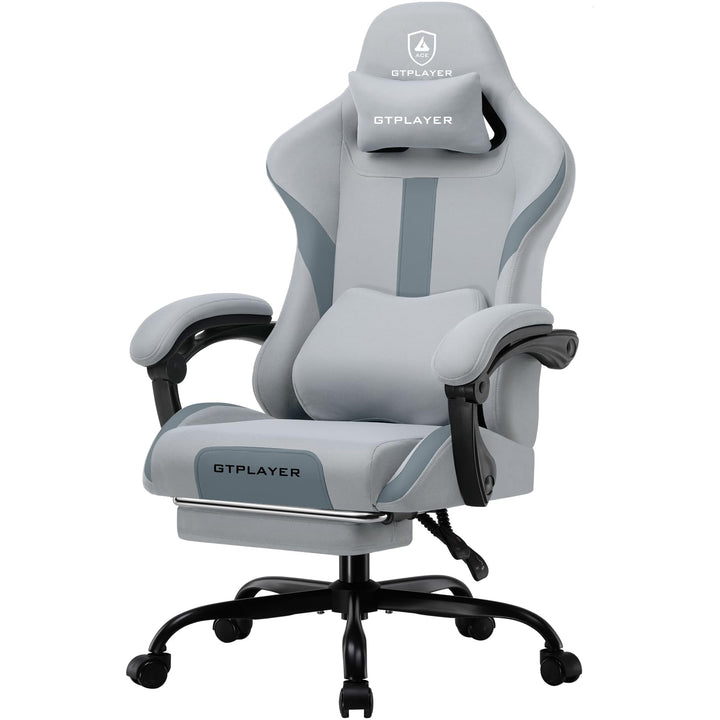 GTPLAYER Gaming Stuhl Bürostuhl Ergonomisch Gaming Sessel mit Kopfstütze und Cloud-Lendenkissen, Gep
