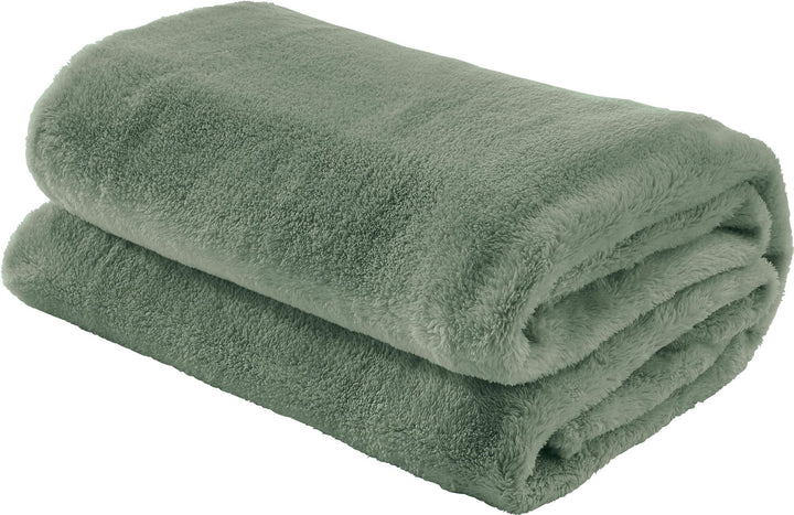 Erwin Müller Teddy-Fleece-Wohndecke Salerno, Fleece-Decke, Kuscheldecke Pistazie Grösse 130x170 cm -