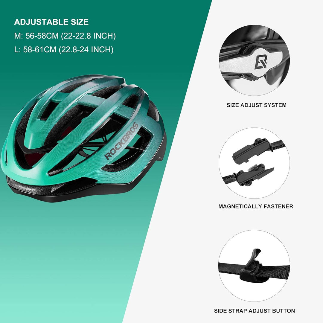 ROCKBROS Fahrradhelm Erwachsene MTB Rennradhelm Integrierter PC+EPS Magnetschnalle für Damen Herren