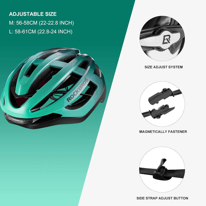 ROCKBROS Fahrradhelm Erwachsene MTB Rennradhelm Integrierter PC+EPS Magnetschnalle für Damen Herren