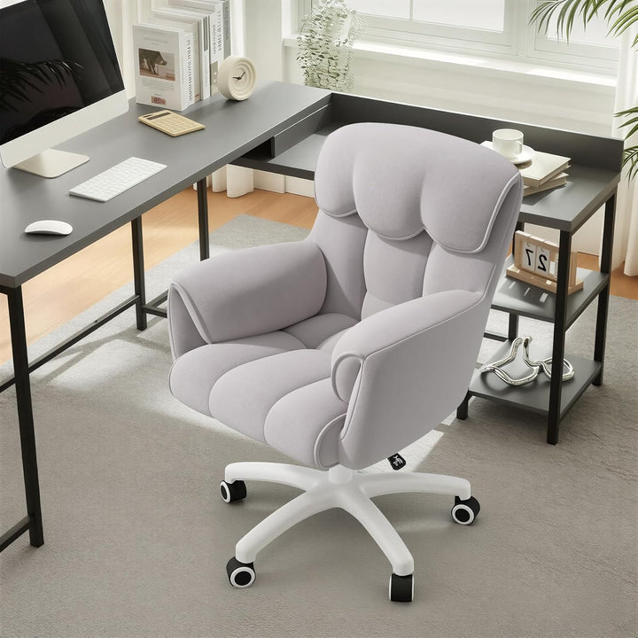 Ergonomischer Bürostuhl, Höhenverstellbarer Schreibtischstuhl mit Armlehnen, 360° Drehfunktion, Samt