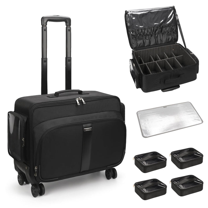 Grosse Kosmetikkoffer Trolley, Professionelle Beauty Case with 4 Klein Kosmetiktasche, Reise Schmink