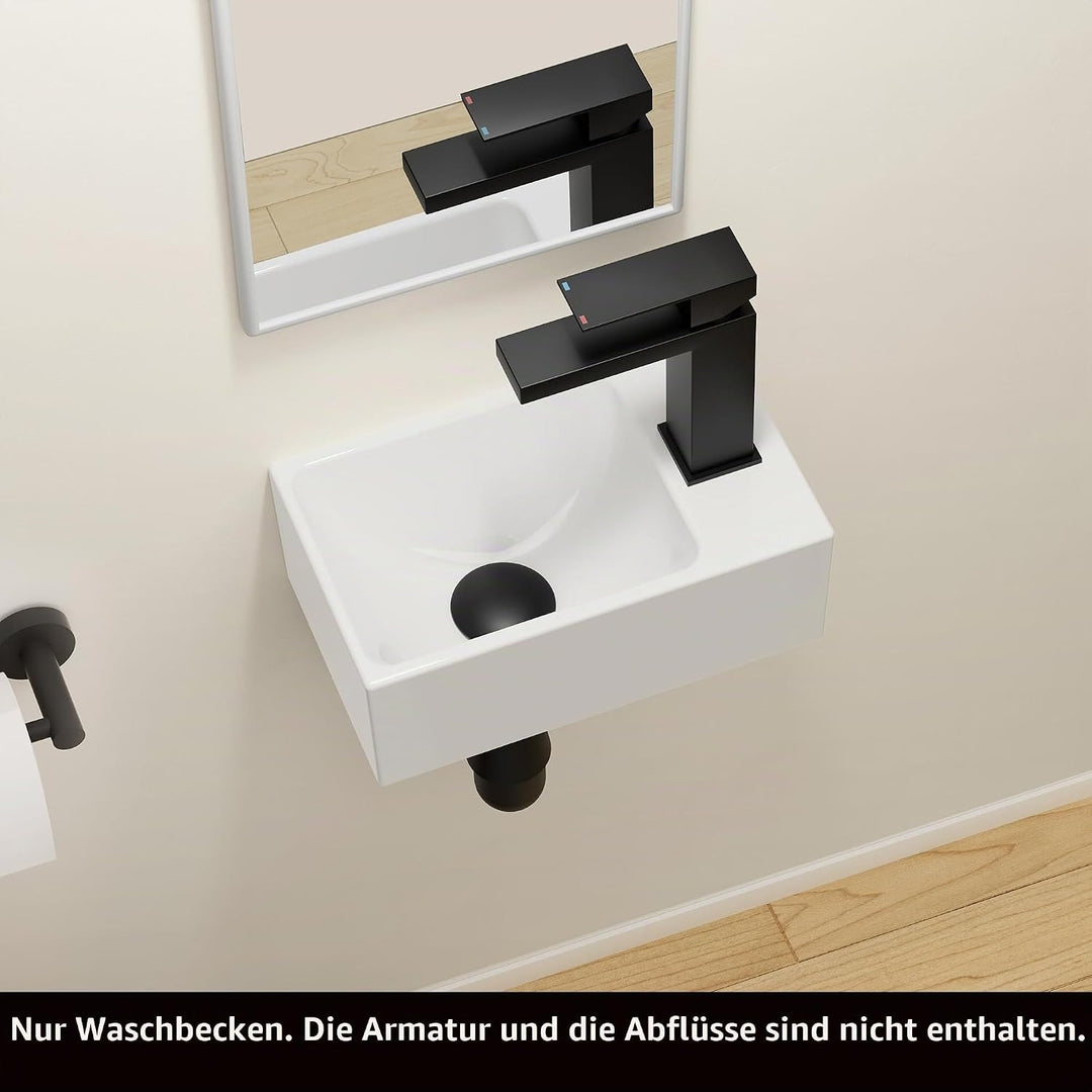 KES Waschbecken Gäste WC Aufsatzwaschbecken Waschschale Keramik Handwaschbecken Badezimmer für Wasch