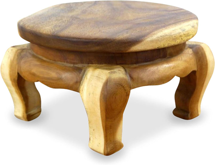 livasia Runder Opiumtisch, Beistelltisch, Massivholztisch, Nachttisch, Podest Natur 30cm, Natur 30cm