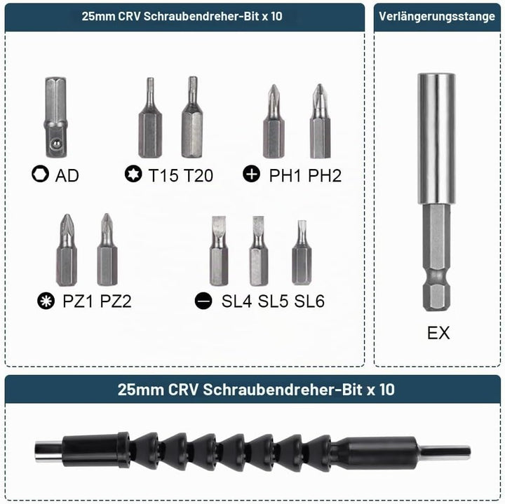 Blauer Elektroschrauber flintronic Akkuschrauber Klein, Mini Akkuschrauber con LED-Licht, 1300mAh Ak