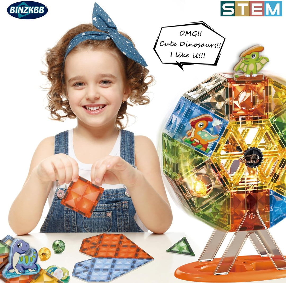 BINZKBB Magnetische Bausteine 110 Teile,Magnetspielzeug Magnete Bauklötze Baukasten Montessori Spiel