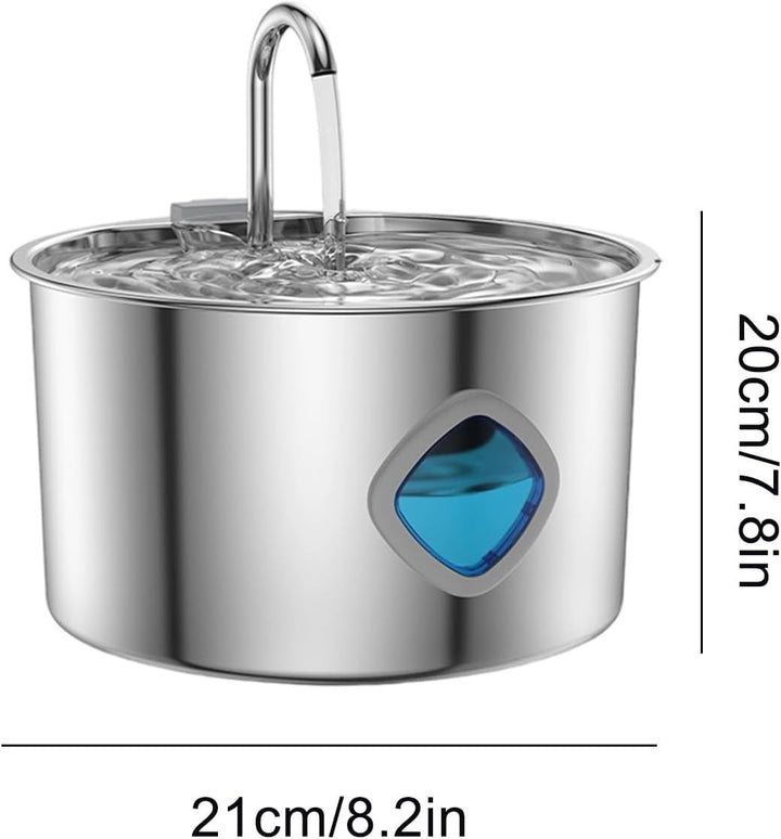 Cat Water Fountain, 3.2L Drinking Dispenser, Stainless Steel Bowl, Automatic Sturdy Design, Easy Cle