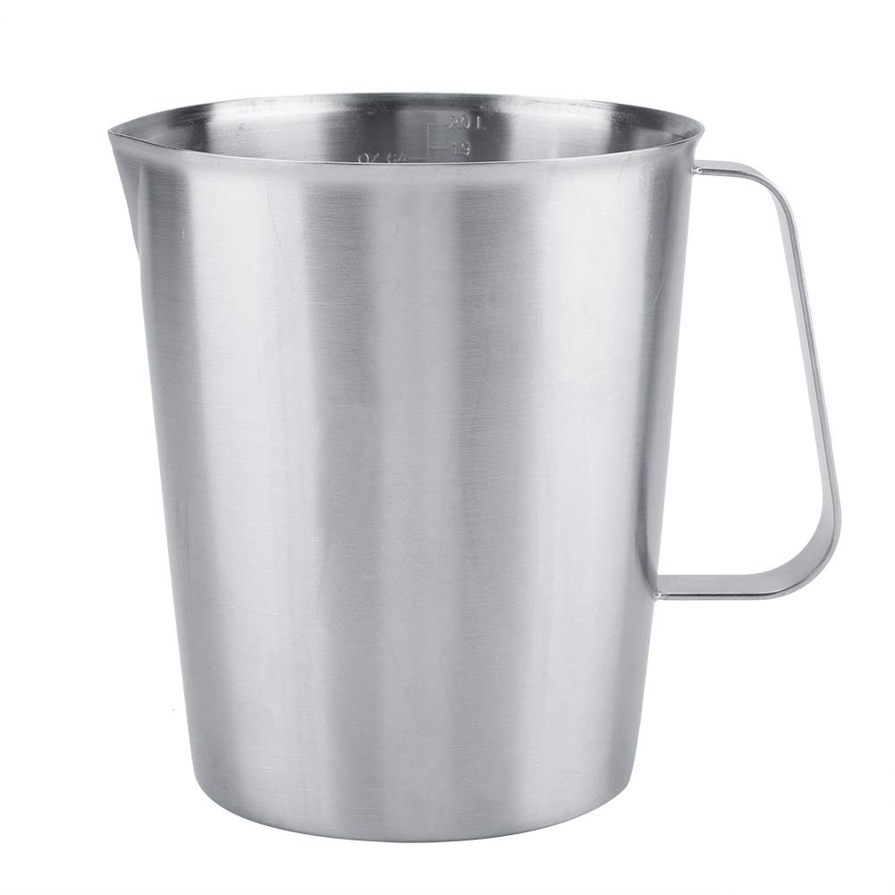 Edelstahl Messbecher, 2000ml Messkanne aus Edelstahl mit Griff, Milchkanne Edelstahl mit Skalen