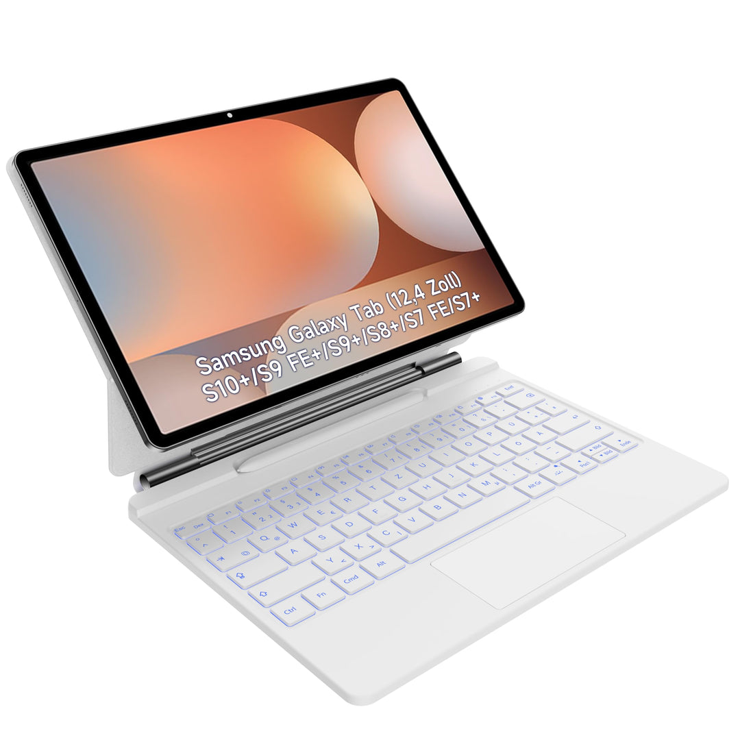 HOU Tastatur hülle für Samsung Galaxy Tab S10+/S9 FE+/S9+/S8+/S7 FE/S7+ (12,4 Zoll) mit Magnetstände