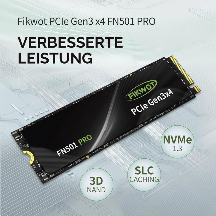 Fikwot FN501 Pro 256GB NVMe SSD - M.2 2280 PCIe Gen3 x4 Internes Solid State Drive mit Graphene Kühl