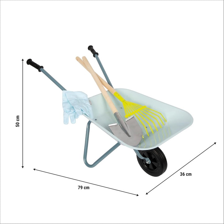 small Foot Gartenwerkzeug-Set mit Schubkarre, Garten- und Sandspielzeug mit kindgerechten Handschuhe