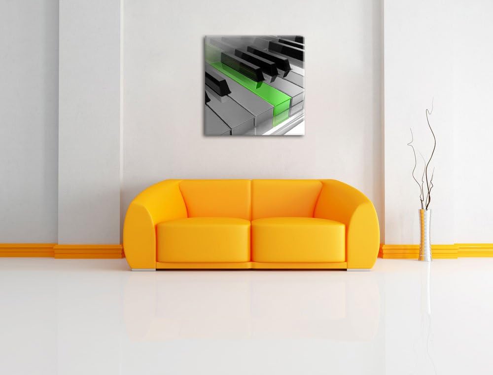 Piano Green Klaviertasten schwarz/weiss, Format: 70x70 auf Leinwand, 70x70