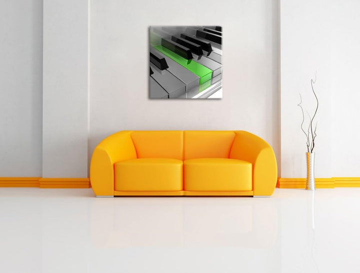 Piano Green Klaviertasten schwarz/weiss, Format: 70x70 auf Leinwand, 70x70