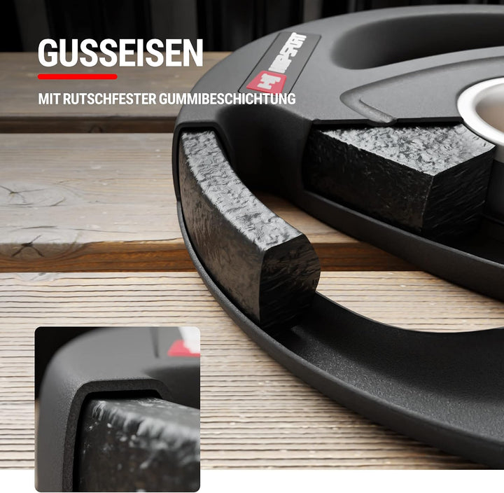Hop-Sport 25 kg Profi Studio Gusseisen Olympia Hantelscheibe 50mm gummiert Guss Gewichte Hantel Set