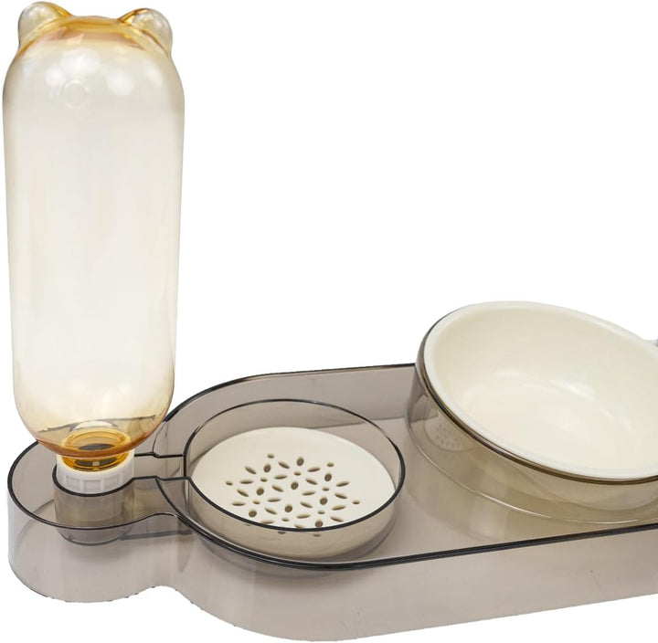 CATOBEL | Katzen Futternapf Dinner Station, Futterbar mit 2 Näpfen und Wasserspender für Katzen und