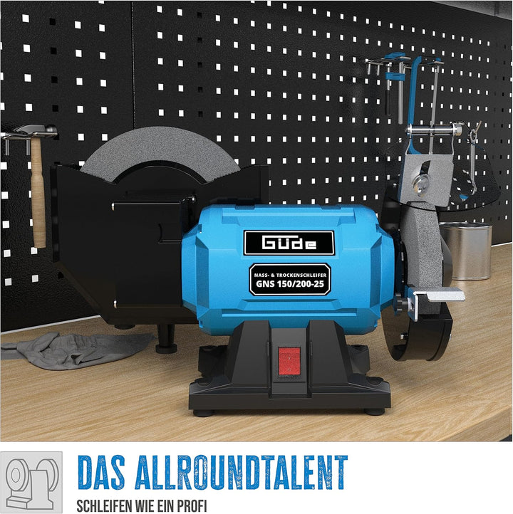 Güde 55238 Nass- und Trockenschleifer GNS 150/200 – 55238, mit Kondensatormotor und stabilem Metallg