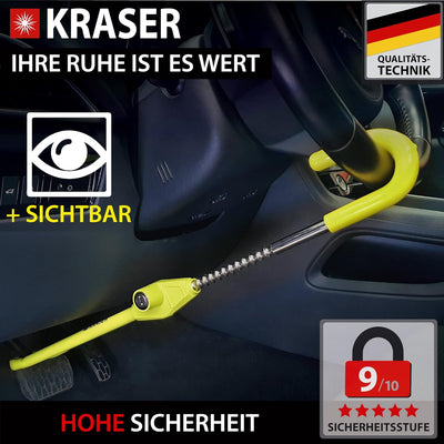 KRASER KR835 Lenkradkralle Lenkradschloss für Auto, Pedalschloss Wegfahrsperre Auto, Lenkradkralle W