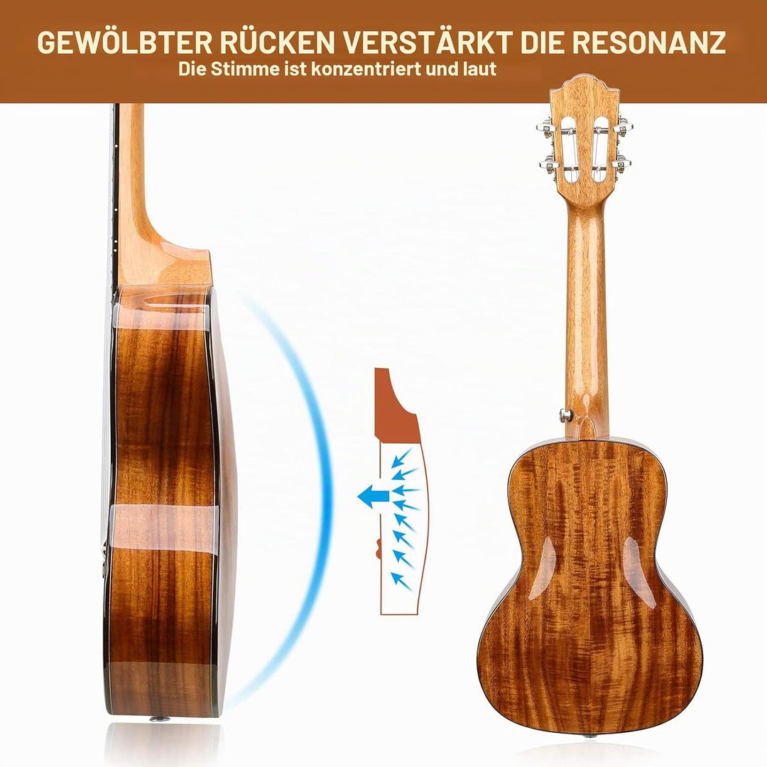 Hricane Konzert Ukulele aus Koa Feste Akazie Professional glatt glänzend Ukulelen Hawaii-Ukele Conze
