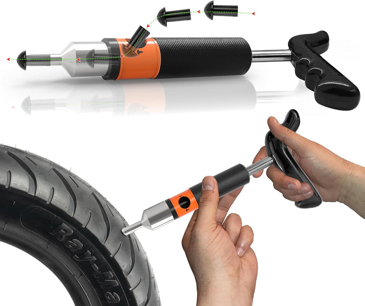 GRAND PITSTOP Reifenreparaturset mit multifunktionaler Klappzange, kompatibel für Auto, Motorrad, LK