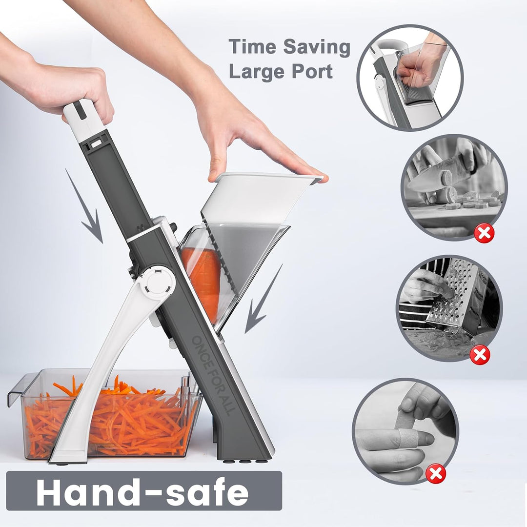 SupMakin Gemüseschneider, Once for All Verstellbar Gemüsehobel Genius Mandoline Vegetable Slicer Kar