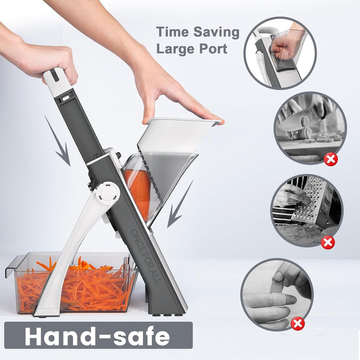 SupMakin Gemüseschneider, Once for All Verstellbar Gemüsehobel Genius Mandoline Vegetable Slicer Kar
