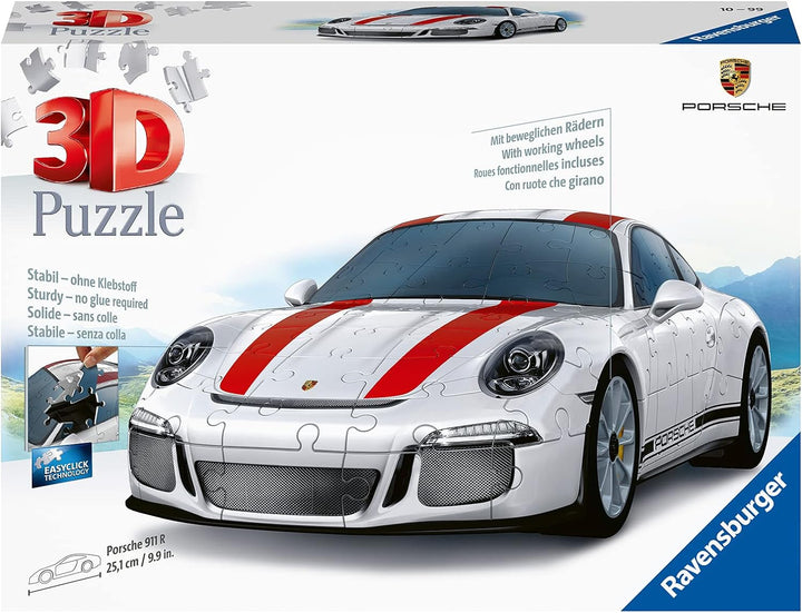 Ravensburger 3D Puzzle Porsche 911R 12528 - Das berühmte Fahrzeug als 3D Puzzle Auto - 108 Teile - a