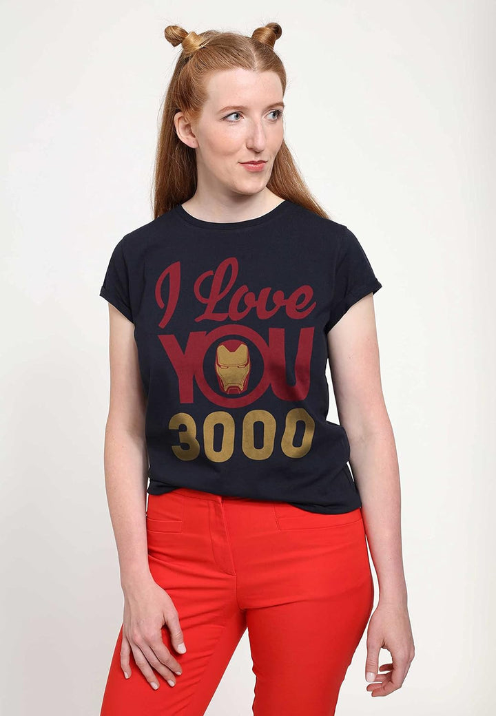 Marvel Damen T-Shirt XL Navy Blue, XL Navy Blue