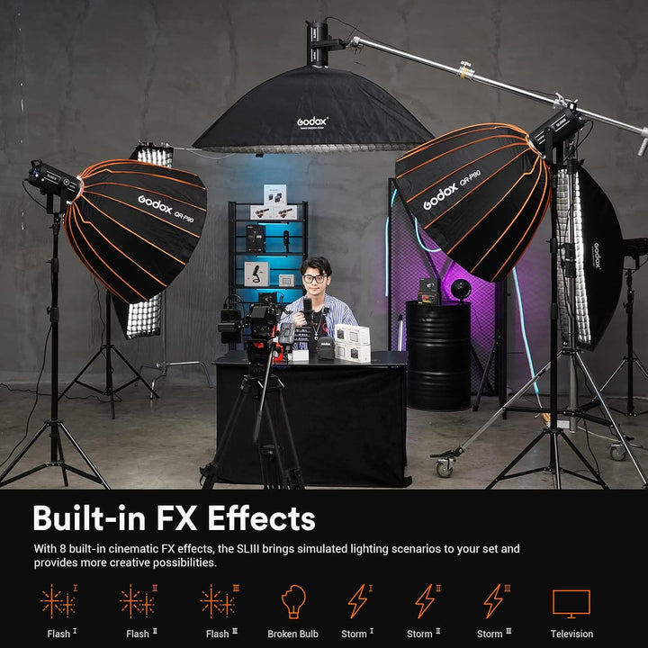 Godox SL300III SL300WIII LED Videoleuchte, 5600K TLCI 97 CRI 96, Silent Mode, APP Bluetooth Steuerun