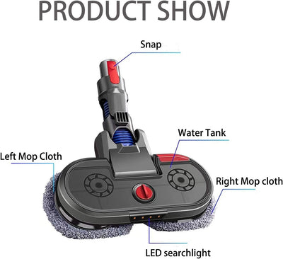 GYing elektrischer Wischkopf mit Zerstäubung und 6 Wischmopps für Dyson V7, V8, V10, V11,