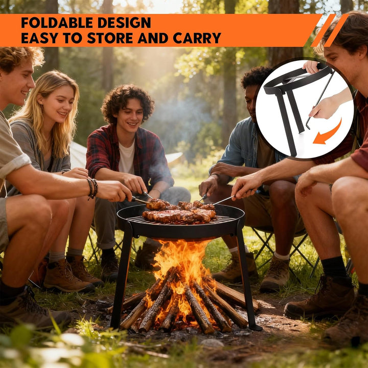 Zenselect Pfannenknecht für Lagerfeuer, Grillrost für Feuerschale, Klappbar Camping grill, Hochtempe