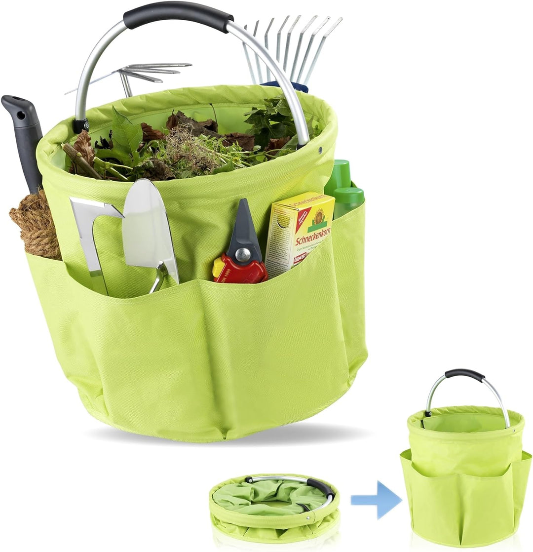 Maximex Garten Caddy XL grün - Faltbarer Gartenkorb mit gepolstertem Komfort-Griff, Polyester, 35 x