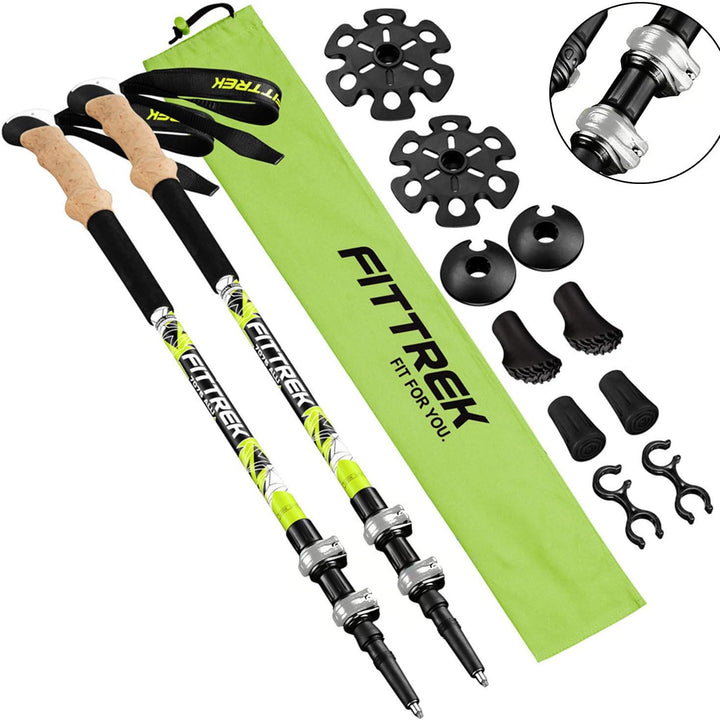 FitTrek Wanderstöcke Kork - Trekkingstöcke - Walking Stöcke Teleskop Verstellbar Leicht für Damen, H