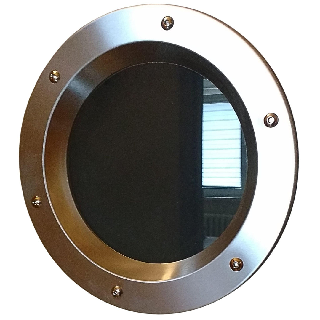 Bullauge Fenster für Tür Edelstahl INOX 350mm Glas transparent Muttern Flansch