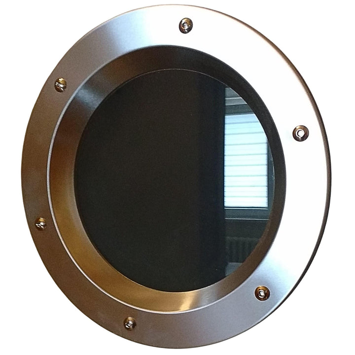 Bullauge Fenster für Tür Edelstahl INOX 350mm Glas transparent Muttern Flansch
