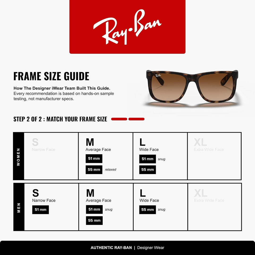 Ray-Ban unisex Justin Sonnenbrille, Rot(Rot/Blau), 51 Large (Herstellergrösse: 55) Braun (Gestell: B