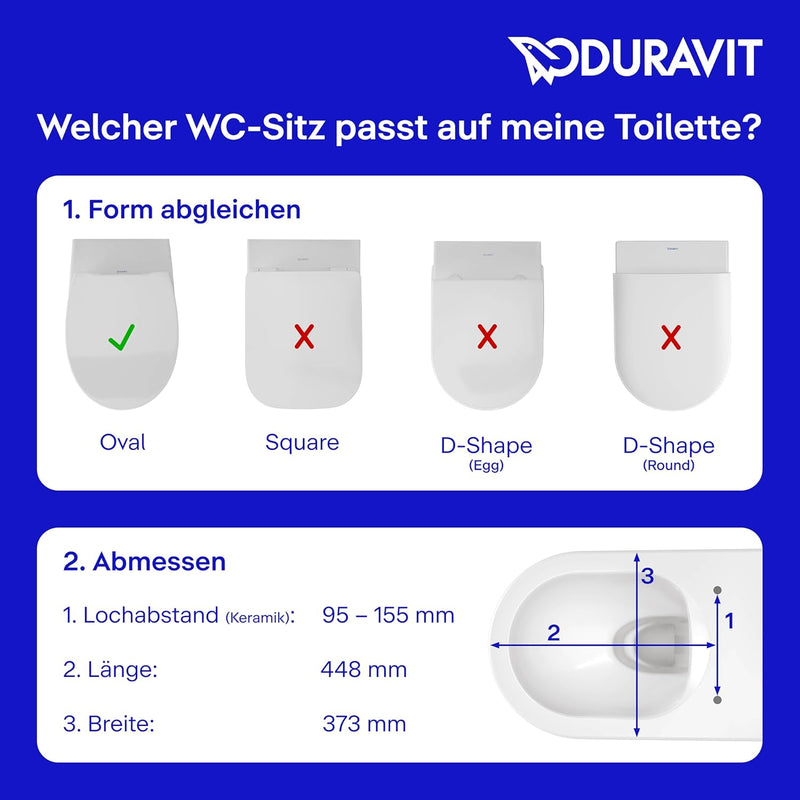 Duravit WC-Sitz Univavo, ovaler WC-Sitz, Klobrille mit doppelter Absenkautomatik, Toilettendeckel Qu