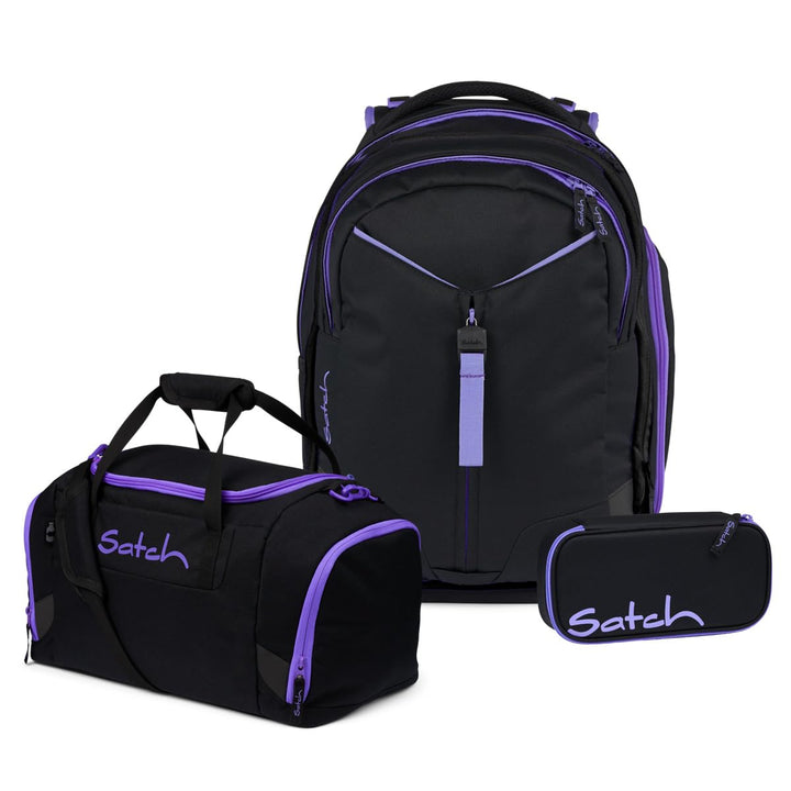 Satch Match Schulrucksack Set 3tlg. (Purple Phantom) inkl. Schlamperbox und Sporttasche, Purple Phan