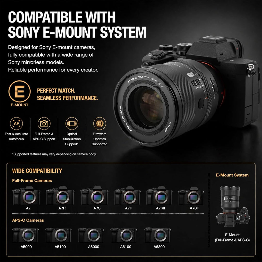 VILTROX 50mm F1.4 Pro FE Kameraobjektiv mit Sony E-Mount Full Frame Camera Lenses mit Grosser Blende