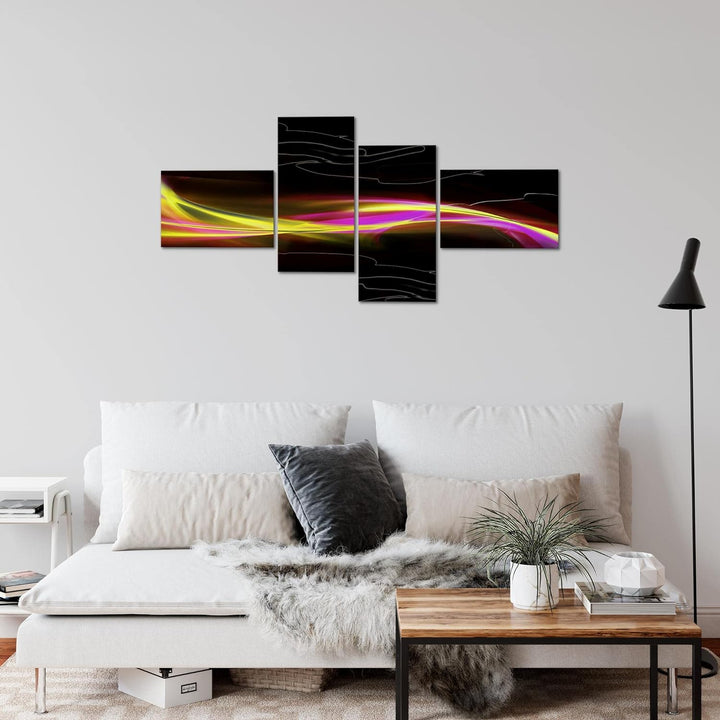 Runa Art Bild Modern Abstrakt - Made in Germany - Wandbilder Schwarz Gelb Rosa 4 Teilig 103242a 100