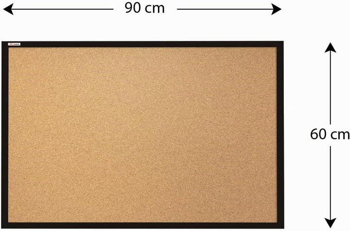 ALLboards Pinnwand mit Schwarzer Holz Rahmen 90x60cm Korktafel Korkwand Pinnwand Kork Farbiger Natur