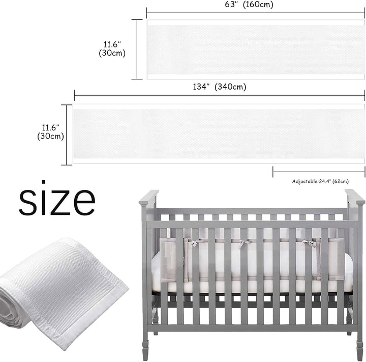 Bettumrandung Babybett,Baby Nestchen Bettumrandung,Kopfumrandung Babybett,Atmungsaktive Krippenumran