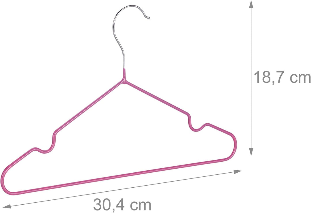 Relaxdays 40 x Kinderkleiderbügel, platzsparende Drahtbügel Mädchen, Babybügel mit Kerben, PVC-besch