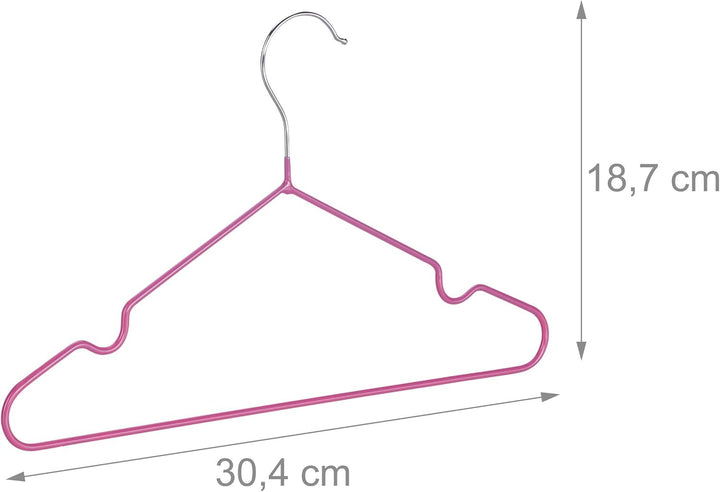 Relaxdays 40 x Kinderkleiderbügel, platzsparende Drahtbügel Mädchen, Babybügel mit Kerben, PVC-besch