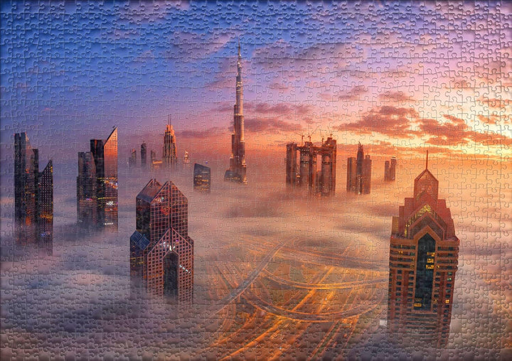 Ulmer Puzzleschmiede - Puzzle „Dubai erwacht“ - Klassisches 1000 Teile Puzzle mit modernem Städte-Mo