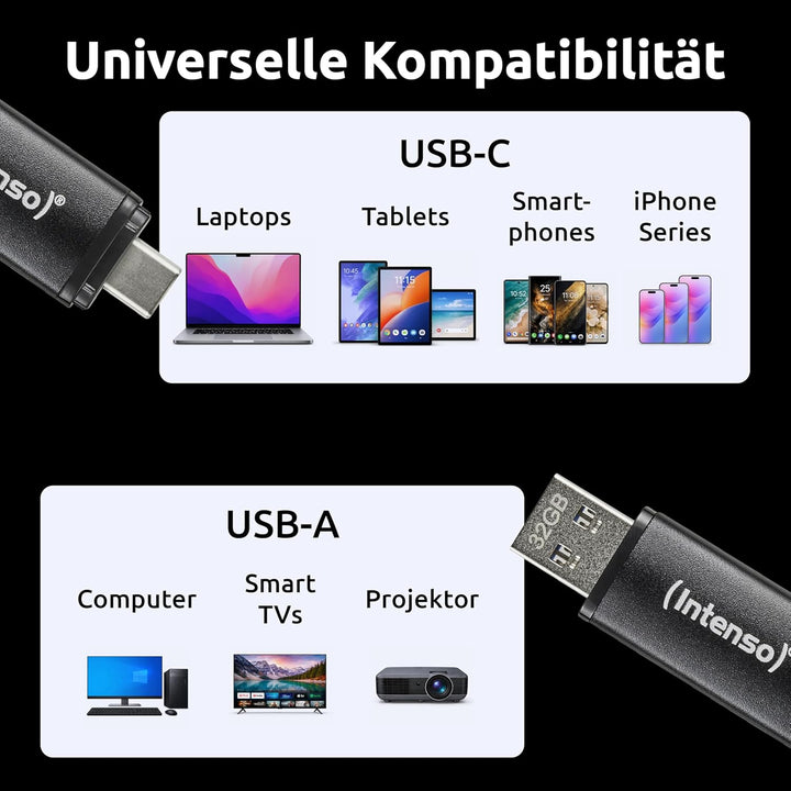 Intenso Flex Line USB-Stick, 128 GB - Dual USB-Stick 3.2 Gen 1x1 mit USB-C & USB-A für OTG-fähige Sm