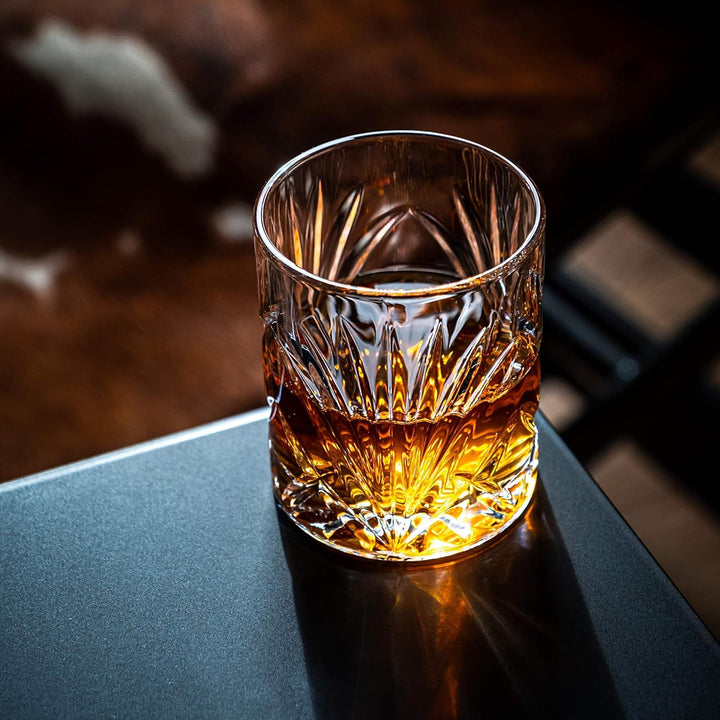 Whiskey Steine Set - 6 Handgefertigte Runde Granit Whisky Steine - 2 Whisky Gläser - Präsentations-